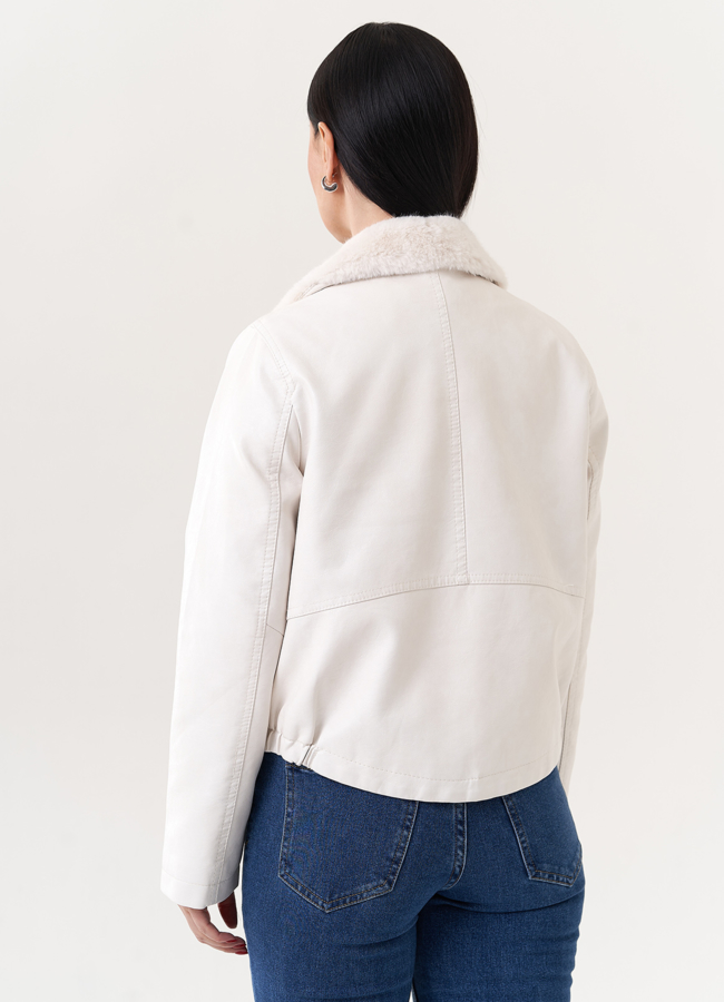 Куртка с воротником из эко меха модель № 26900 универмаг малина