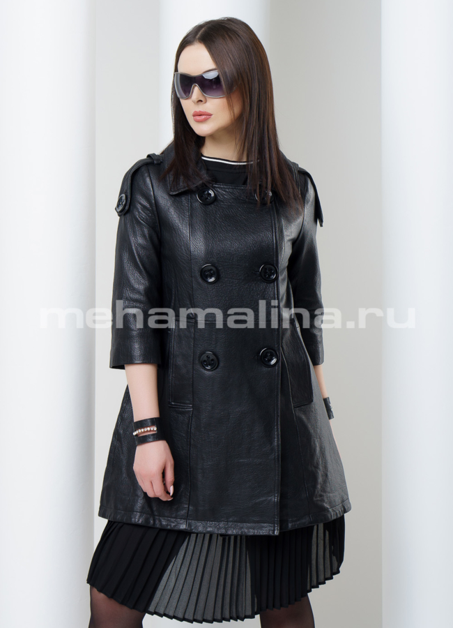 Кожаный френч модель № K-336 универмаг малина