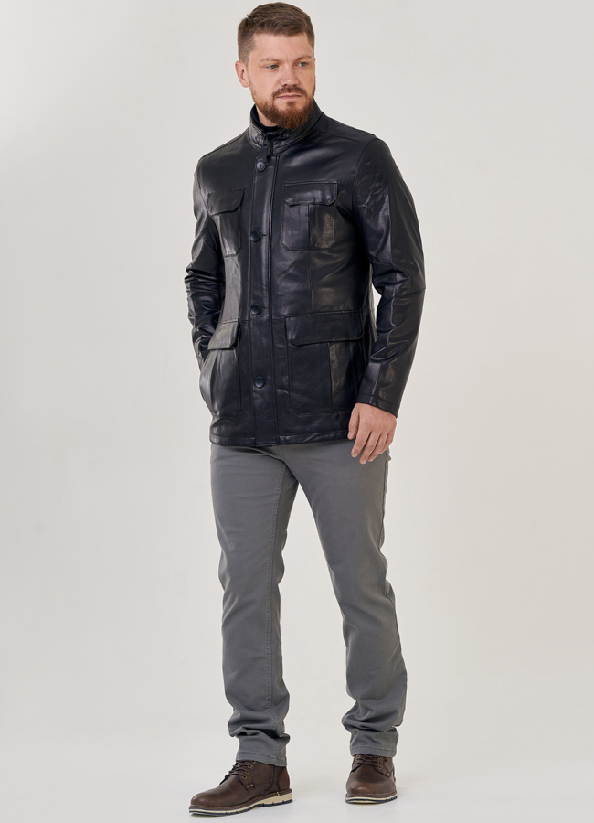 фото Мужская кожаная куртка  модель № 23147