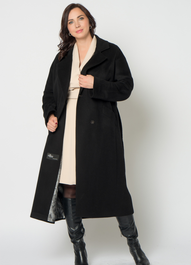 Классическое женское пальто в черном цвете модель № 21307 универмаг малина
