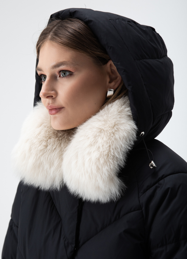 Женский пуховик с капюшоном модель № 28386 универмаг малина