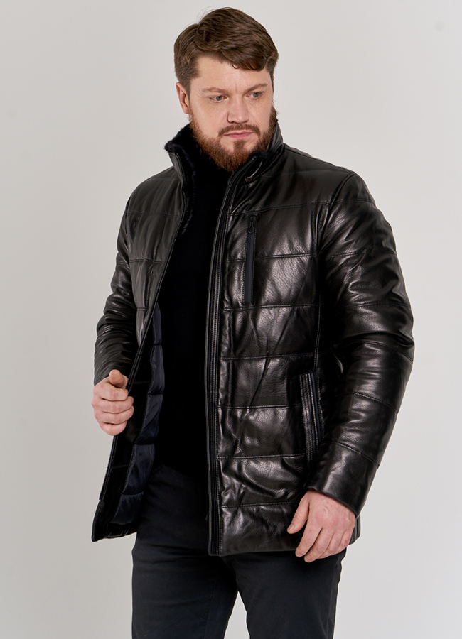 Пуховик мужской черного цвета модель № П-509 универмаг малина