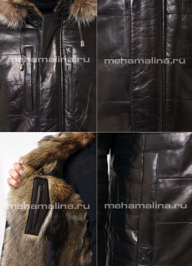 Дубленка мужская с капюшоном модель № DM-99 в рассрочку