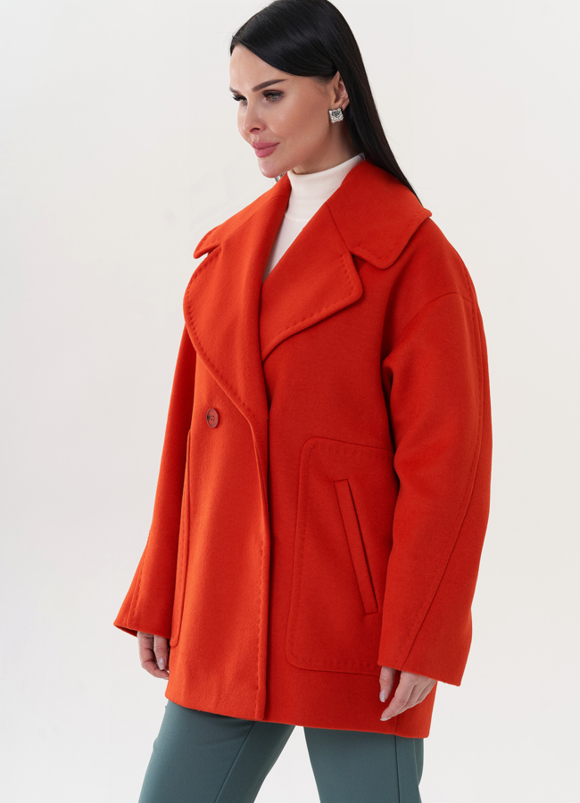 Женское полупальто в оранжевом цвете модель № 26240 универмаг малина
