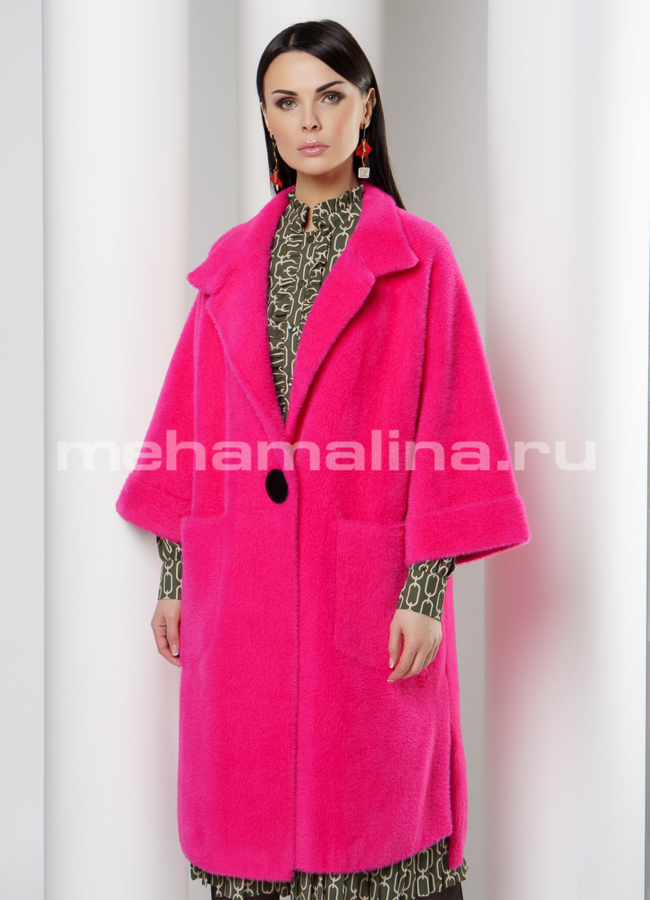 Женское пальто из микроворса модель № 1856 универмаг малина