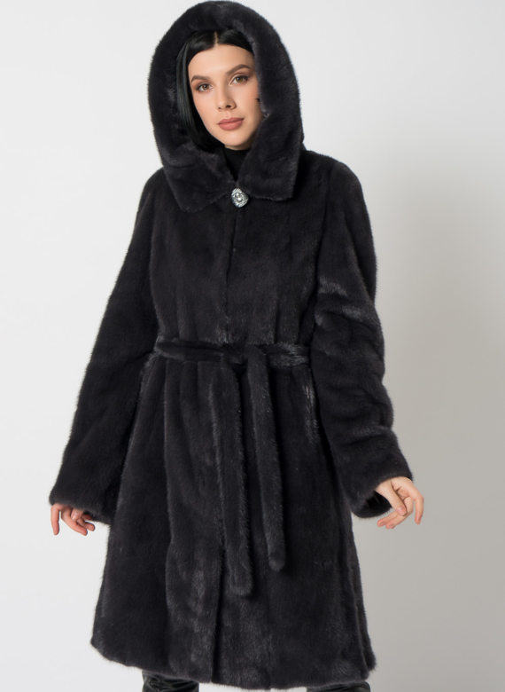 Норковая шуба с поясом