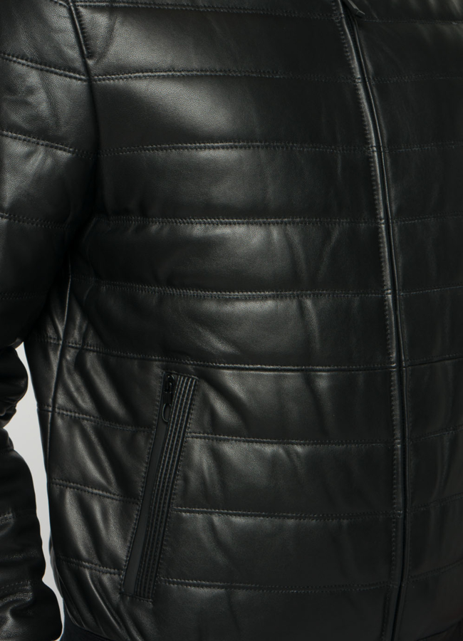 Мужская утепленная куртка-бомбер из натуральной кожи  модель № 18500 универмаг малина