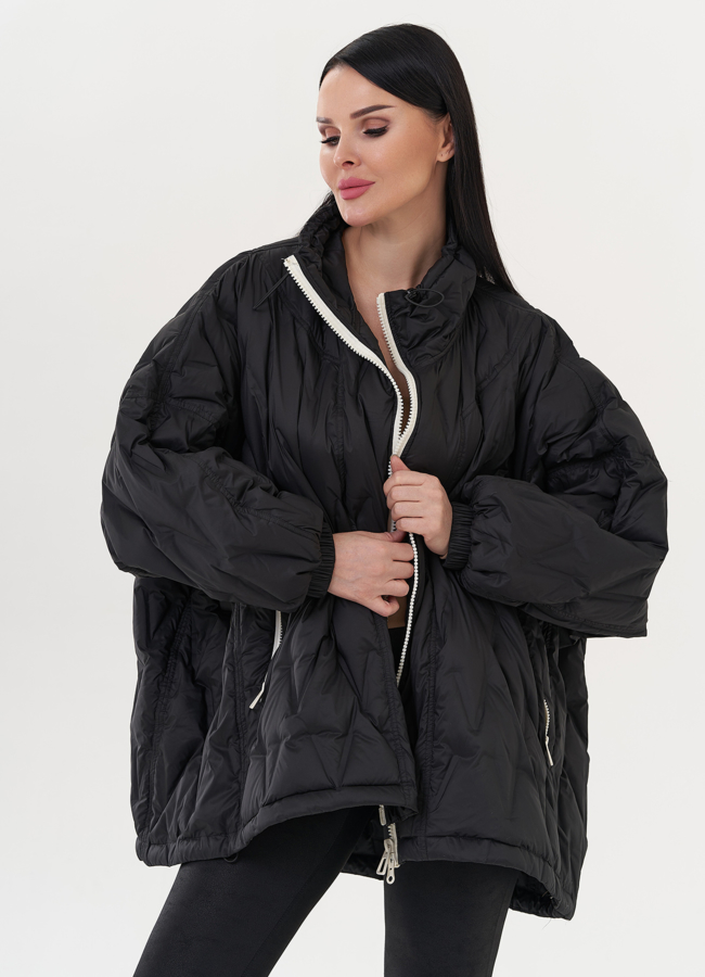 Женская куртка оверсайз с сумкой в черном цвете модель № 26667 универмаг малина