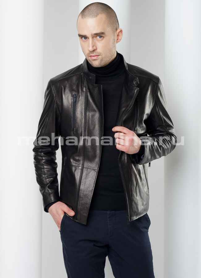 Кожаная куртка модель № KP-211 универмаг малина