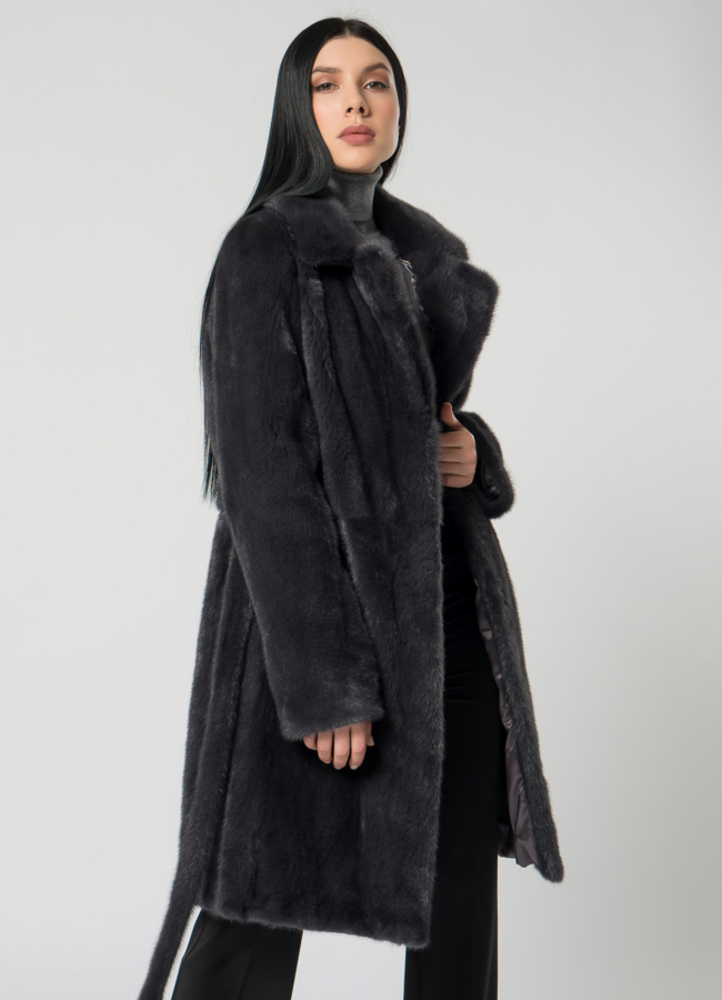 Норковая шуба с английским воротником модель № 1500 универмаг малина