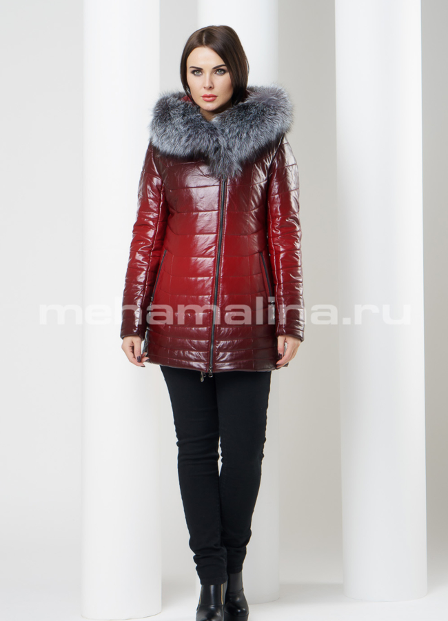 Пуховик из эко кожи модель № П-67 в рассрочку