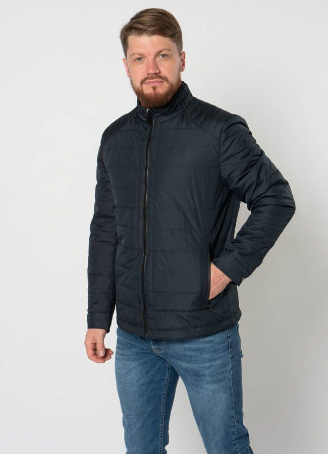 Утепленная мужская куртка синего цвета модель № 21591 меха малина