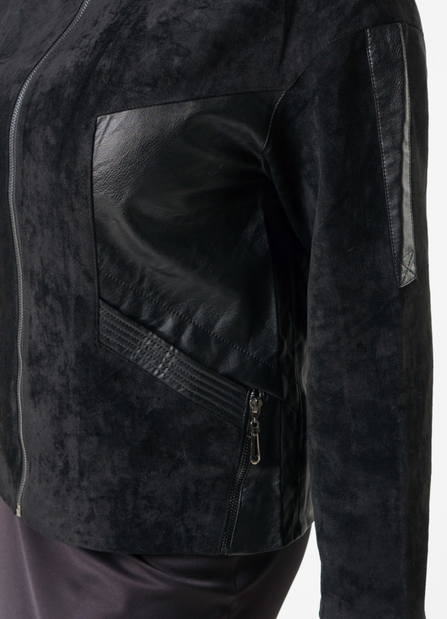 Куртка женская из эко кожи черного цвета модель № 8856 универмаг малина