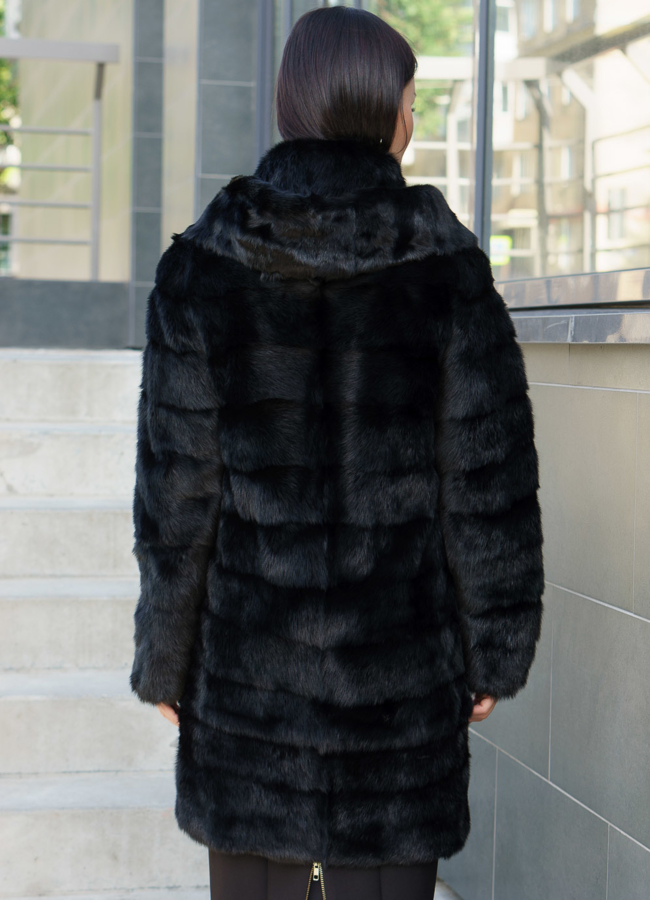 Норковая шуба с капюшоном  модель № 5153 в кредит