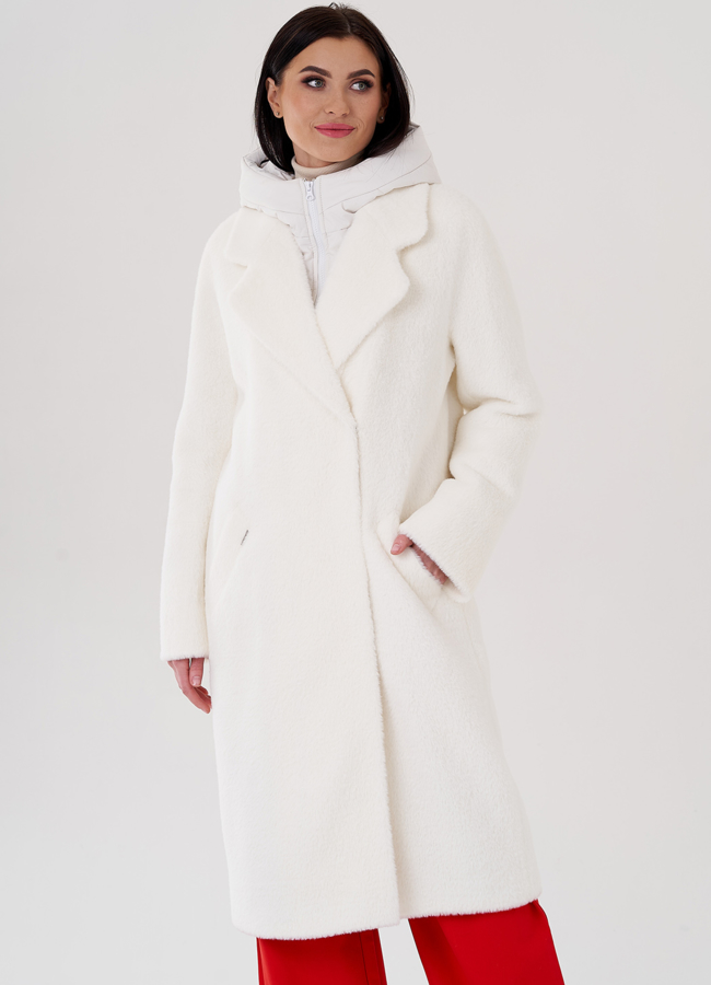 Женское пальто со съёмным капюшоном модель № 24325 универмаг малина