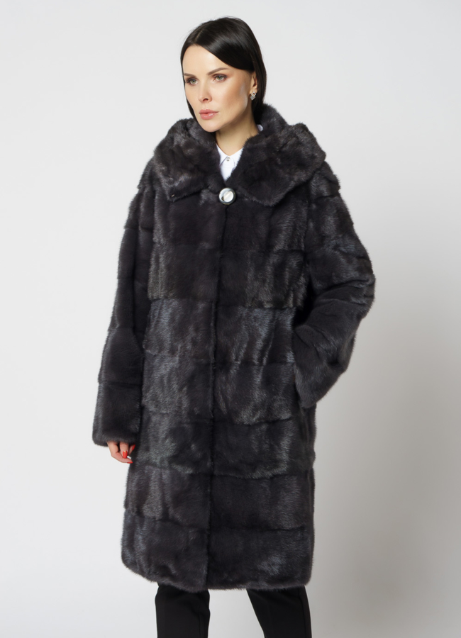 Норковая шуба в цвете графит с капюшоном  модель № 24954 универмаг малина Норковая шуба в цвете графит с капюшоном  модель № 24954 универмаг малина