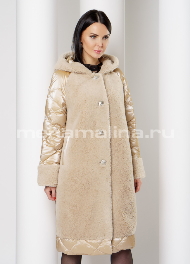 Пуховик с капюшоном на пуговицах  модель № 9917 универмаг малина