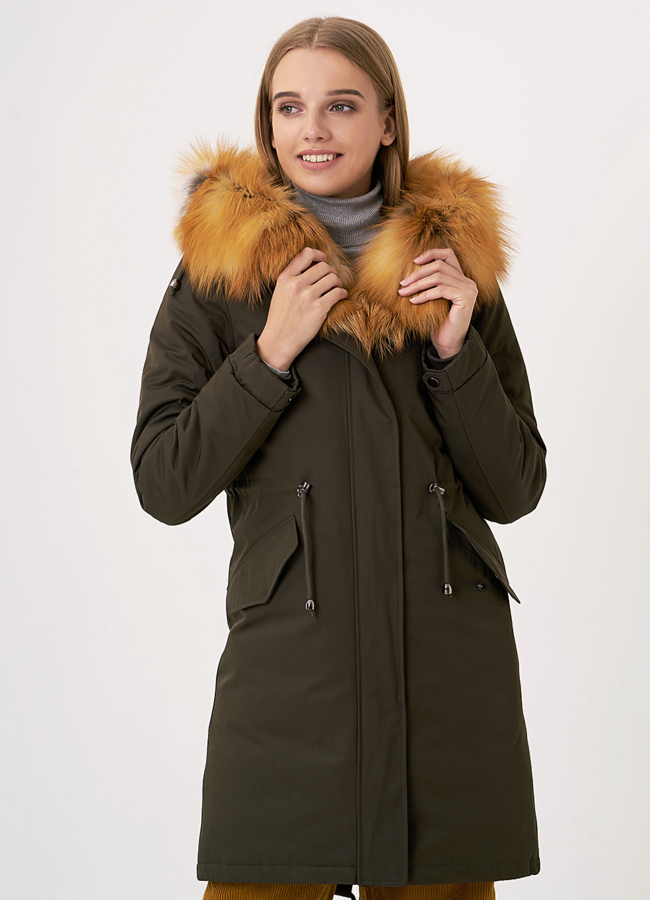 Парка с меховой отделкой из лисы модель № 21799 универмаг малина