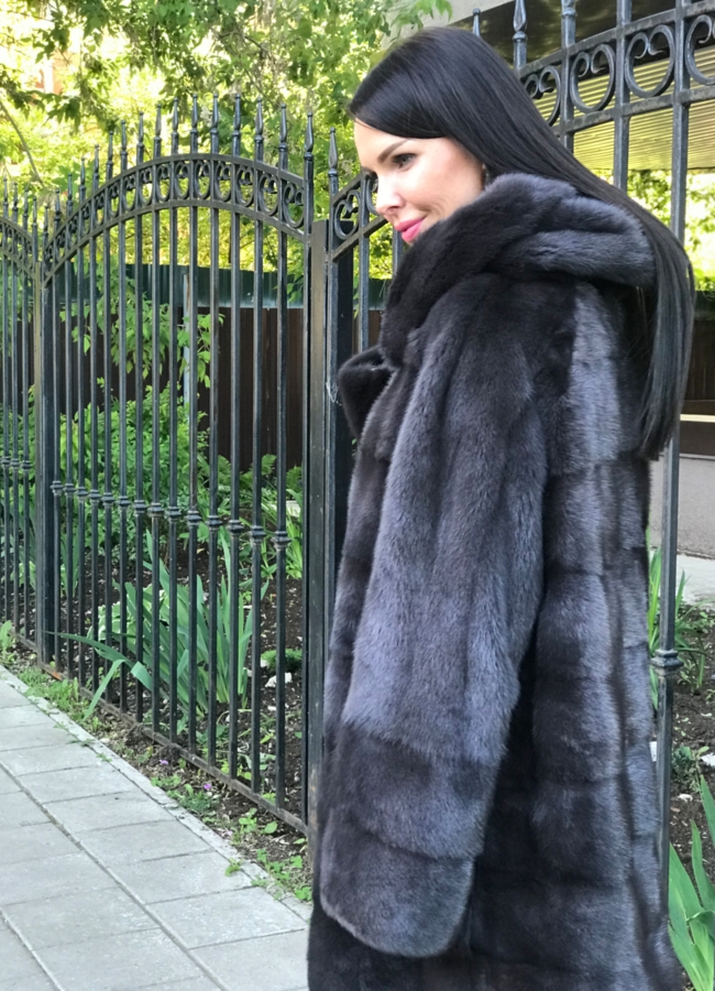 Норковая шуба в цвете графит модель № 8010 универмаг малина