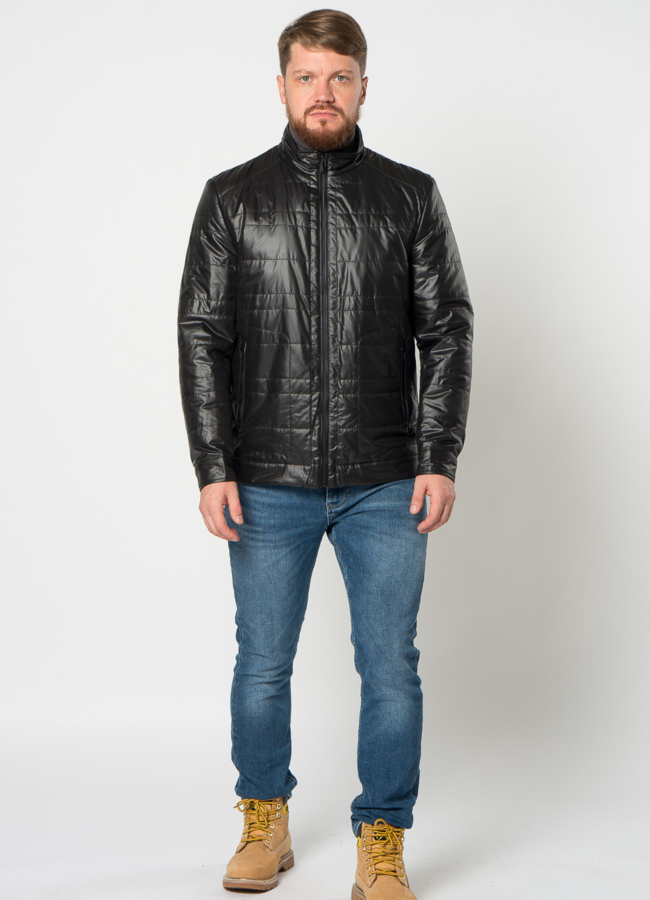 фото Мужская куртка в черном цвете с воротником стойкой модель № 21595