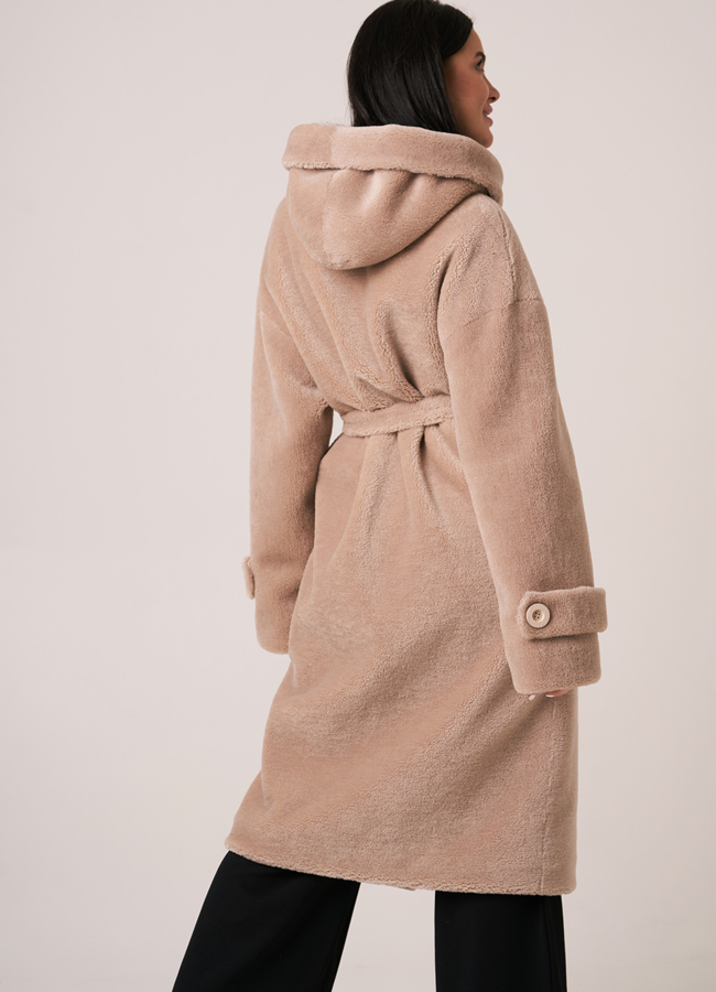 Шуба из эко меха с капюшоном  модель № 2039 в кредит