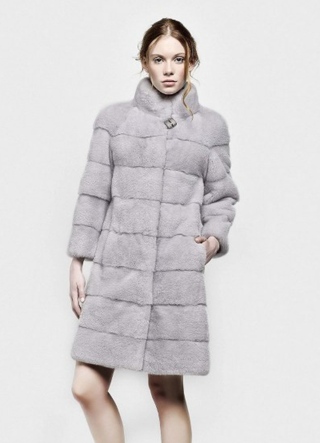 Шуба из греческой норки Ego модель № S-565 меха малина