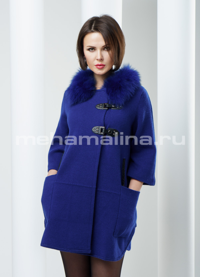 Пальто из кашемира, воротник песец модель №  BP-3 в кредит