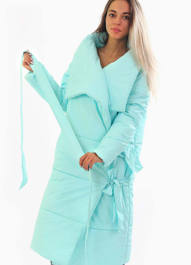 Двухсторонний пуховик модель № П-222 меха малина