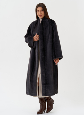 Длинное пальто из эко меха с принтом деграде Длинное пальто из эко меха с принтом деграде