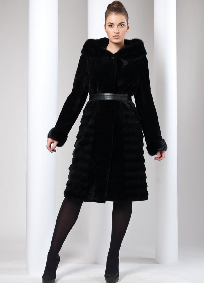 фото Шуба из мутона с лазерной стрижкой модель № S-9