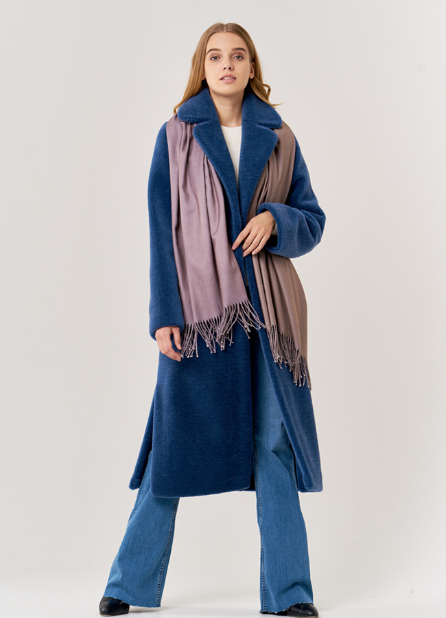 Палантин двусторонний модель № 41 меха малина