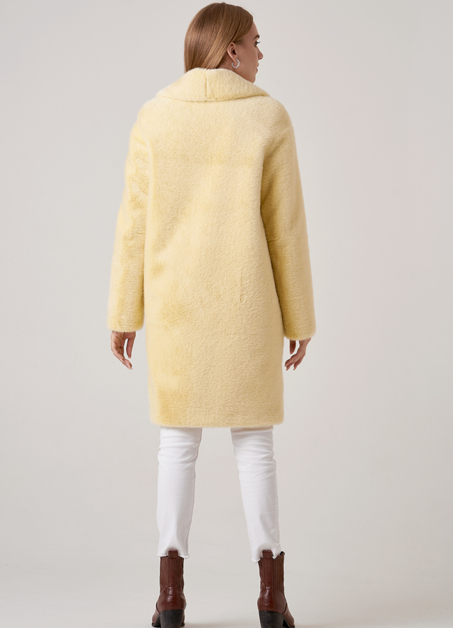 фото Желтое пальто из овечьей шерсти модель № 3200