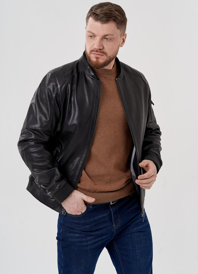 Куртка бомбер черного цвета  модель № 24398 универмаг малина