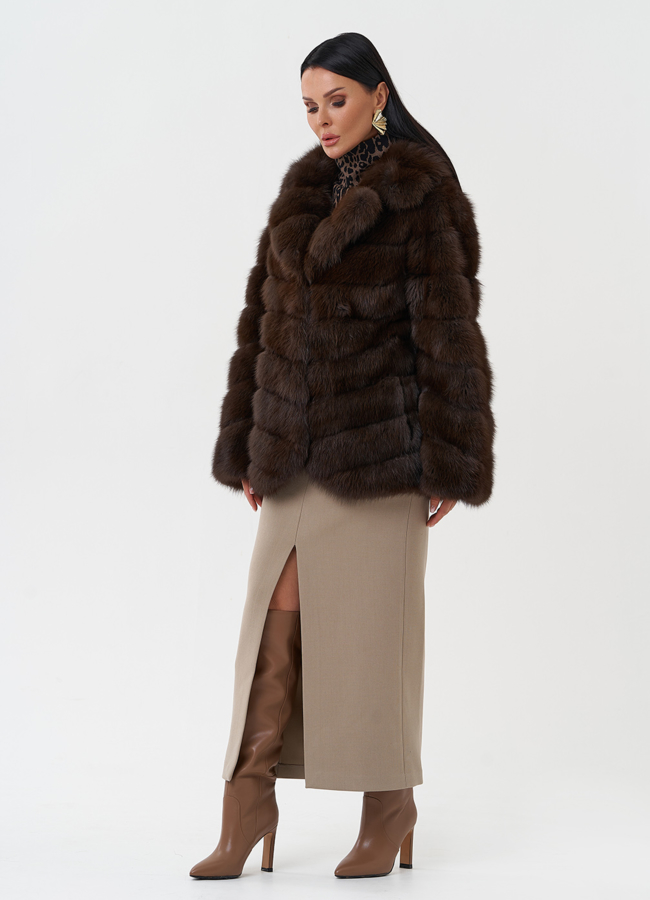 Женская шуба из куницы модель № 28434 универмаг малина