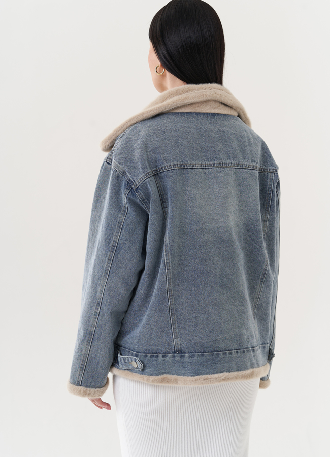 Джинсовая куртка с искусственным мехом модель № 26708 универмаг малина