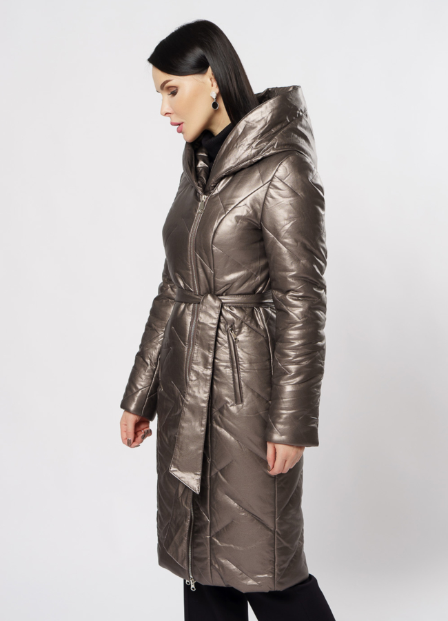 Пуховик женский на молнии с капюшоном модель № 19344 универмаг малина