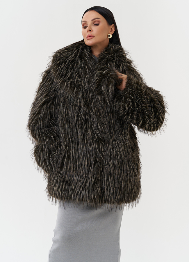 Шуба из эко меха под лису модель № 28683 меха малина