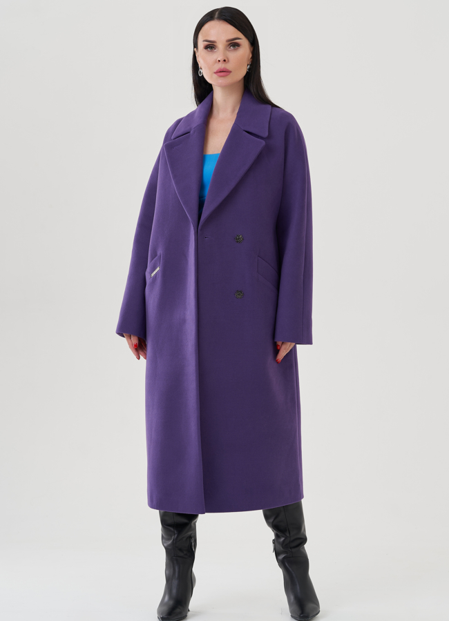 Пальто фиолетового цвета с английским воротником модель № 24712 универмаг малина