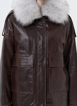 Короткий пуховик из натуральной кожи Короткий пуховик из натуральной кожи