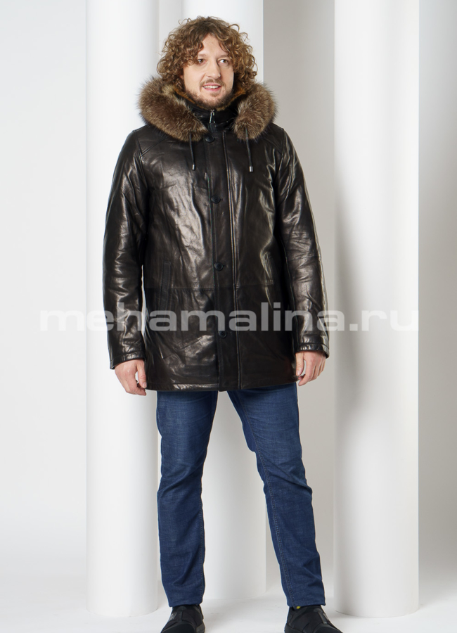 фото Дубленка из натуральной кожи на волке модель № DM-133