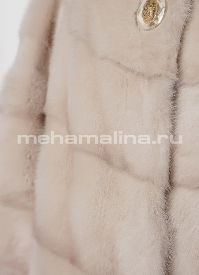 Укороченная норковая шуба в цвете пудра модель № S-740 универмаг малина