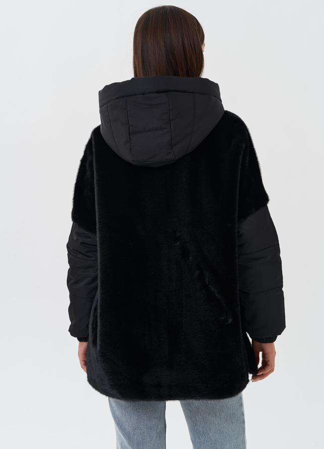 Женская комбинированная куртка с капюшоном модель № 27746 универмаг малина