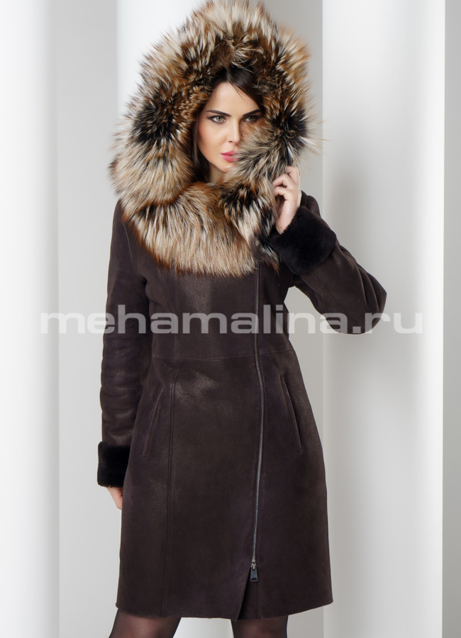 Дубленка с покрытием модель № D-202 универмаг малина