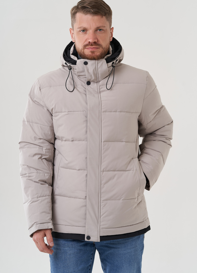 Пуховик мужской с капюшоном  модель № 81489 меха малина