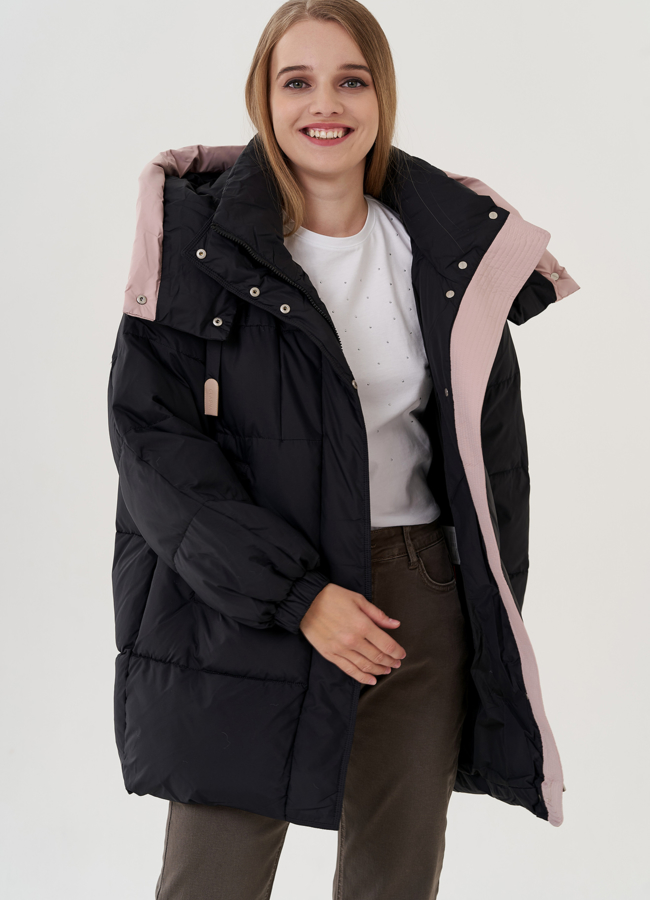 фото Женский пуховик с капюшоном  модель № 25026