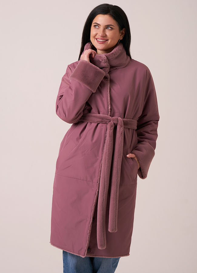 фото Двустороннее пальто из искусственного меха   модель № 1081