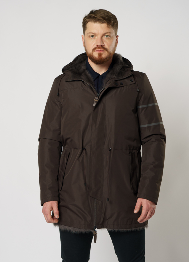 Удлиненная мужская куртка на молнии модель № DM-136 универмаг малина