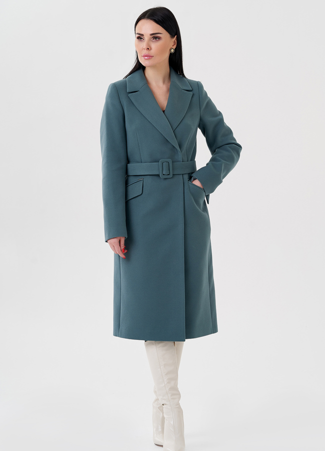 Женское пальто с английским воротником   модель № 23450 меха малина