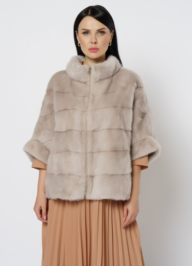 Пончо из норки на молнии модель № 1215 универмаг малина