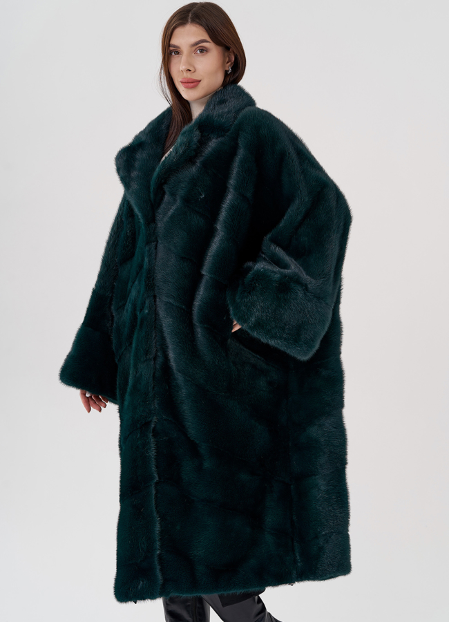 Шуба из норки с английским воротником  модель № 24222 универмаг малина